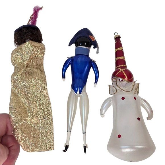 Vintage De Carlini Italian Blown Glass Christmas Ornament Set of 3 - Picture 2 of 16